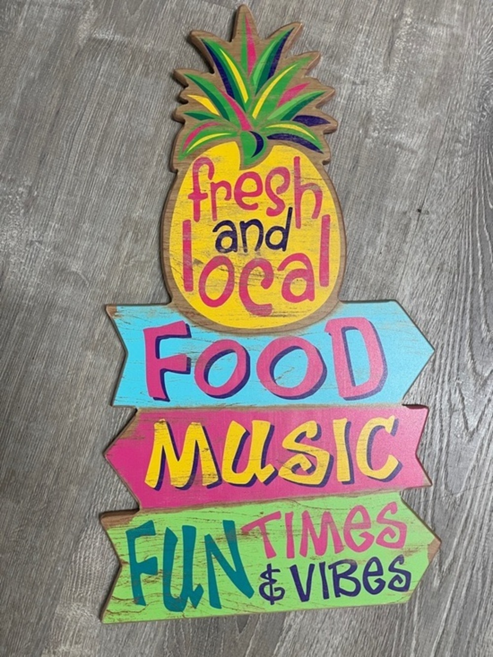 Key West vibes Multicolor Pineapple Wall Decor Sign Music Fun Vibes